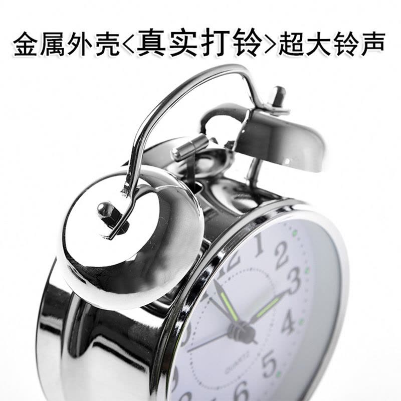 久久达创意静音夜光立体数字机械打铃小闹钟时尚个性懒人学生儿童闹表卧室床头电子时钟图片