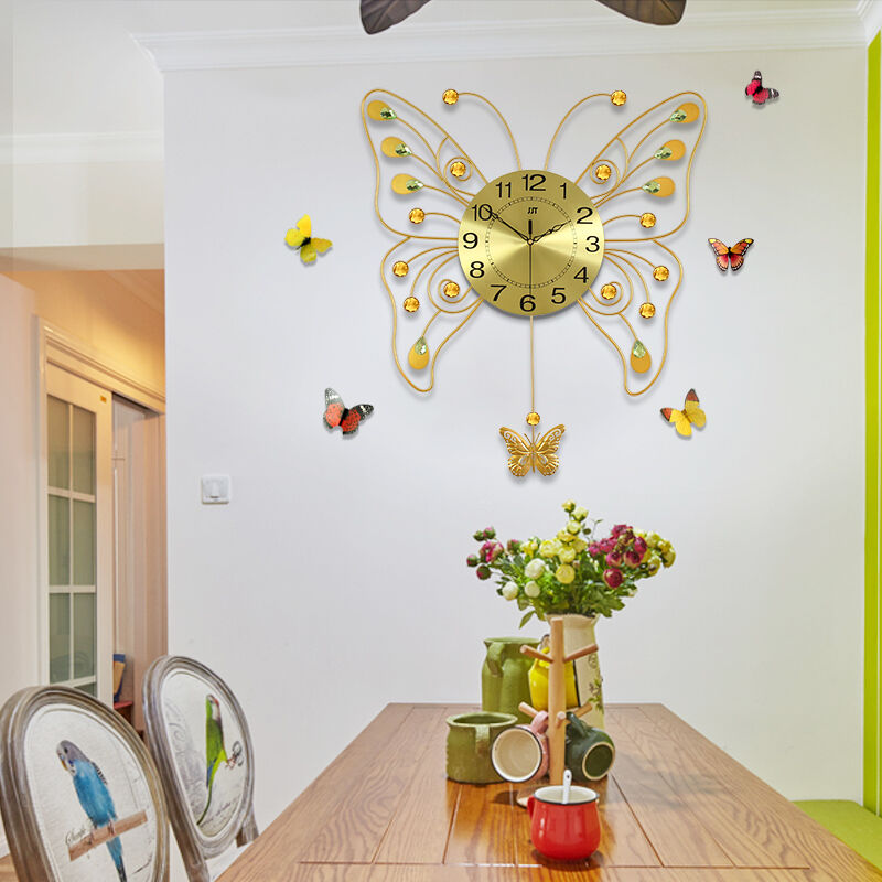 久久达创意挂钟 客厅现代简约个性艺术欧式 卧室静音钟表时钟石英钟挂表 20英寸金色