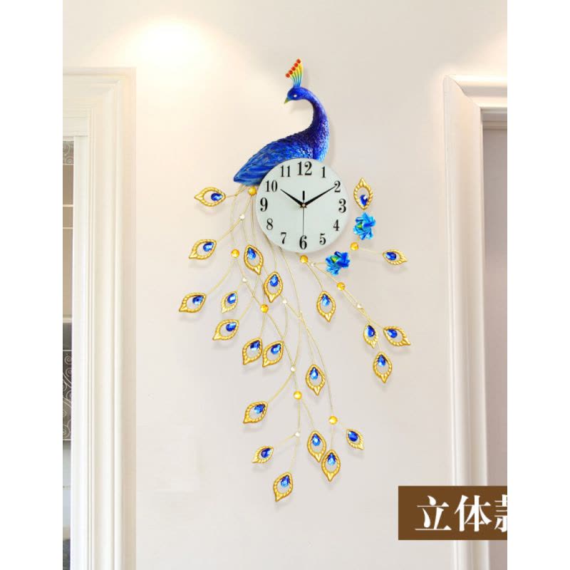 久久达孔雀3D树脂钟表挂钟客厅现代简约大气创意家用欧式个性艺术装饰静音时钟图片