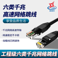 超五六类黑色网络跳线cat5e/cat6千兆多股网络线电脑路由器连接线 六类千兆高速网线(黑色圆线)