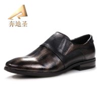 虎斑压纹商务套脚头层牛皮男士鞋A433102