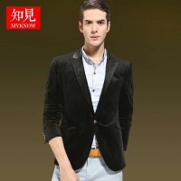 秋新款灯芯绒休闲西服外套 韩版修身一粒扣男士小西装 平绒便西装