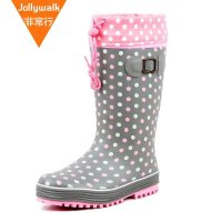 非常行雨靴圆点雨鞋 亲子鞋大童雨鞋胶鞋女童水鞋反光贴套鞋