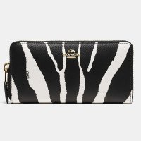 蔻驰（COACH）斑马纹时尚女士长款钱包52340 黑色