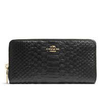 蔻驰（COACH）女士纯色 蛇纹压花 皮革 手风琴 拉链 钱包53659