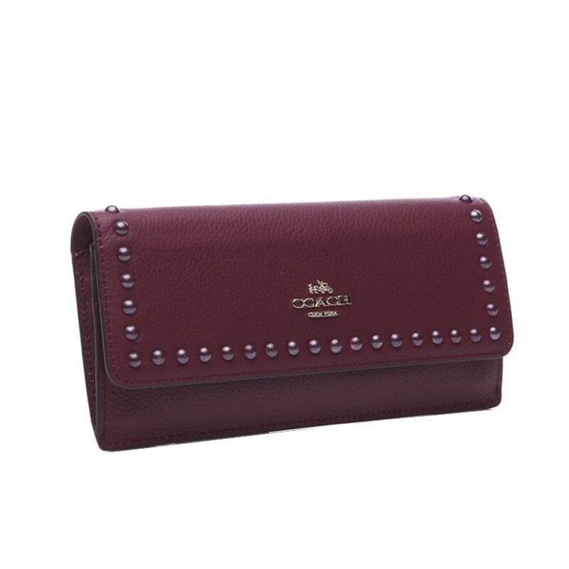 COACH 蔻驰 女士时尚皮革铆钉长款钱包53449