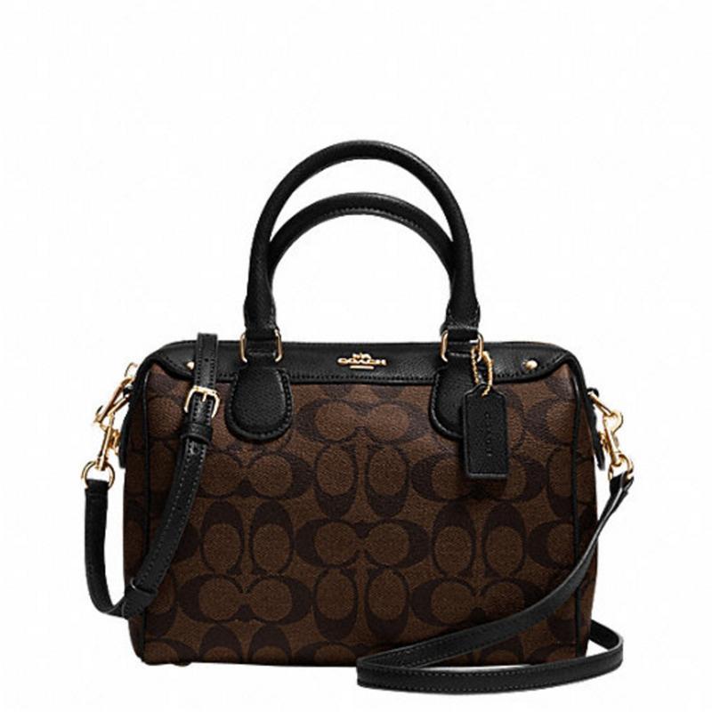 蔻驰coach女款波士顿pvc双c纹印花斜挎单肩手提包女包36702