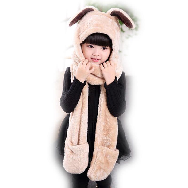 贝迪牛秋冬学生套装可爱帽子围巾手套三件套儿童熊猫保暖围脖图片