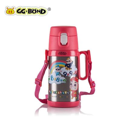 GG BOND猪猪侠儿童保温杯不锈钢真空吸管背带水杯学生创意水壶350ml/500ml