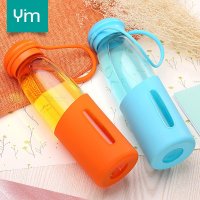 伊鸣 YIM-005 玻璃杯果色硅胶背带杯垫加厚防滑耐摔防爆随行水杯