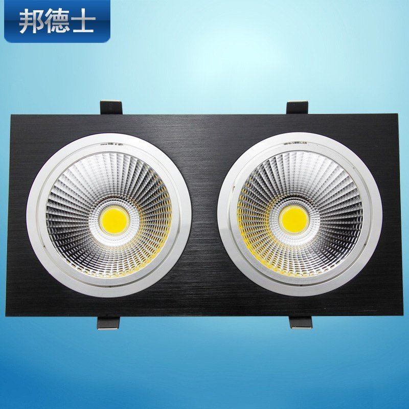 邦德士 过道灯led 双头射灯 客厅背景墙灯斗胆吊顶格栅灯方形 24W