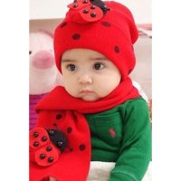 包邮 小西家作红色瓢虫毛线帽+围巾两件套!超值套装