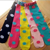 包邮小西家作纯棉圆点中筒儿童袜 潮流高筒袜 百搭糖果公主袜 女童打底袜 1-7岁