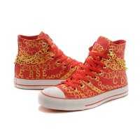 新款匡威Converse帆布鞋 土豪金链个性潮流高帮硫化帆布鞋男女鞋