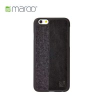 Maroo超薄合成黑色皮革iPhone6保护壳羊毛毡苹果6保护套商务撞色
