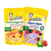 海外进口美国嘉宝Gerber婴儿饼干/酸奶溶溶豆宝宝零食辅食婴幼儿食品溶溶豆 菠萝芒果混合水果味+混合莓水果味