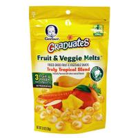 海外嘉宝菠萝芒果热带混合水果味酸奶小溶豆28g 1袋 宝宝磨牙饼干零食原装进口