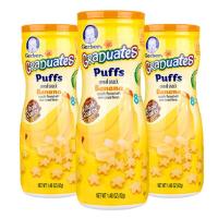 海外Gerber 嘉宝香蕉口味星星泡芙42g 3个装 磨牙饼干棒辅食宝宝零食美国产 原装进口