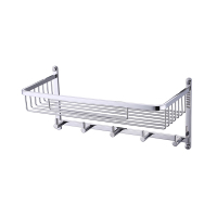 KES 304不锈钢置物架 长方形置物篮带挂钩排钩 浴室壁挂式收纳架 A2128