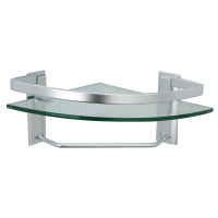 KES 浴室玻璃置物架带毛巾杆 太空铝玻璃收纳架三角架 卫生间置物篮 卫浴挂件A4123