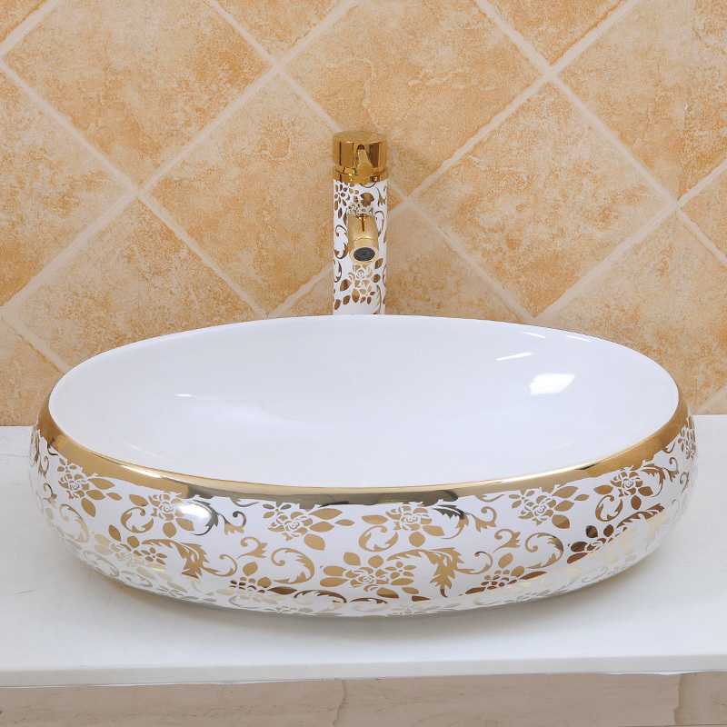 佰饰baishi台上盆艺术盆洗手盆面盆欧式椭圆形洗脸盆陶瓷2016新款卫生