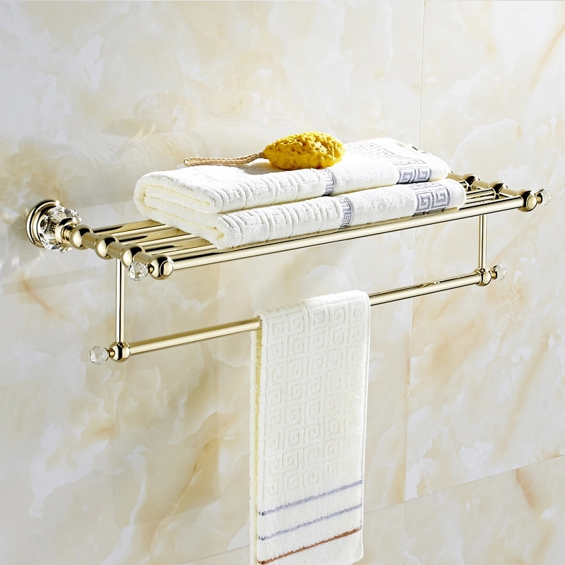 裕浴欧式浴巾架金色毛巾架卫生间置物架浴室五金挂件套装挂物架马桶刷纸巾架