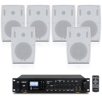 狮乐 会议音响套装组合(蓝牙功放+壁挂音箱)专业会议室系统背景音乐设备 无线话筒套餐 8820+BX-102*6