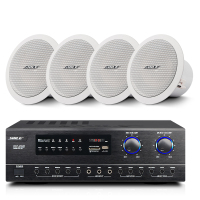 狮乐(SHILE)定阻吸顶喇叭6.5英寸会议室音响套装组合公共广播天花背景音乐功放系统 AV108+BX206*4