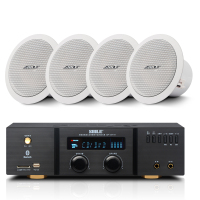 狮乐（SHILE）定阻吸顶喇叭6.5英寸会议室音响套装组合公共广播天花背景音乐功放系统AV-2011B+BX206*4