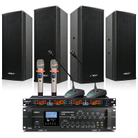 狮乐(SHILE)AV106+BX404+SH10会议音响系统套装壁挂背景音乐分区控制4.5英寸音箱无线话筒高档会议音响