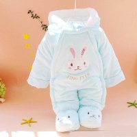 新生儿棉服婴儿连体衣冬款加厚棉衣哈衣幼儿宝宝夹棉纯棉外出爬服 加厚连体衣