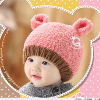 新款儿童毛线帽子 韩版男女宝宝护耳保暖针织帽秋冬季童帽 3D卡通