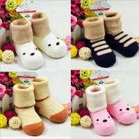 新生婴儿毛圈袜子男女宝宝加厚春秋冬款松口立体毛巾棉袜0-1-3岁 4双组