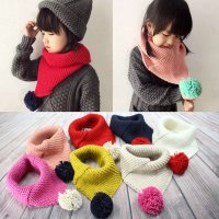 儿童围脖2015秋冬新款韩国保暖宝宝毛球脖套女童男童毛线针织围巾