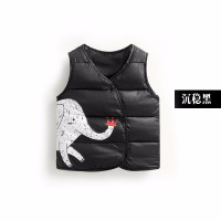 儿童马甲婴儿背心男女宝宝坎肩秋装童装休闲棉马甲时尚印花 可爱小象黑色 90 建议70-80cm