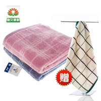 金号纯棉方格素色情侣洗脸毛巾 面巾 赠送精美方巾