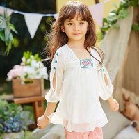 裂帛童装正品 2015春装新款船领长袖雪纺衫 清爽上衣女童56140068