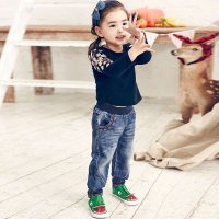 裂帛童装正品2015春装新款松紧腰刺绣牛仔裤长裤女童56140221包邮