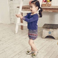 裂帛童装2015春装新款圆领印花针织 长袖连衣裙 女童66140238