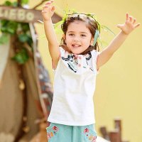 裂帛童装正品 2015春装新款撞色圆领针织合体短袖T恤女童66140072