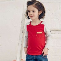裂帛童装正品 2015春夏新款 圆领撞色针织长袖T恤女童56140205