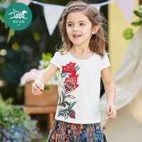 裂帛童装正品2015春装新品圆领刺绣针织合体短袖T恤女童56140031
