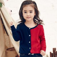 裂帛童装 2015新款 圆领撞色 毛衣 针织开衫女童56140121