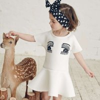 裂帛童装正品 圆领印花针织短袖连衣裙女童66140125