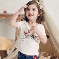 裂帛童装正品 新款针圆领绣花宽松短袖T恤女66140133