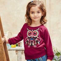 裂帛童装 新品圆领猫头鹰贴布绣 卫衣女童66140029