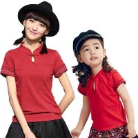 裂帛童装亲子 滴水领针织合体短袖T恤 女童66140178