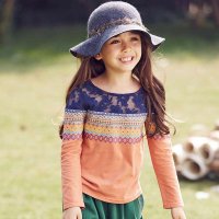 裂帛童装亲子 新款圆领印花针织长袖T恤女66140039