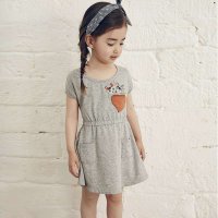 裂帛童装2015夏新款绣花针织短袖连衣裙公主裙t恤66140134