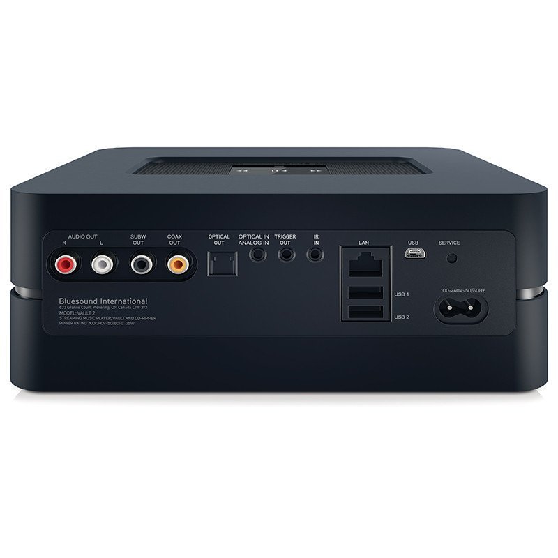 BLUESOUND VAULT 2高保真多功能家庭智能音乐中心 HIFI发烧音响DAC解码器硬盘式存储播放器CD翻录 黑